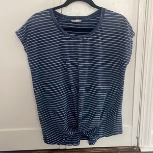 Jane and Delancey Distressed Navy and White Striped Top